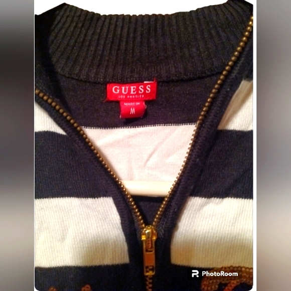 Guess Denim Bling 💎 Sweater quarter zip rare - Picture 3 of 4